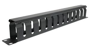 Cable management 1U (70mm) black, 24 holes