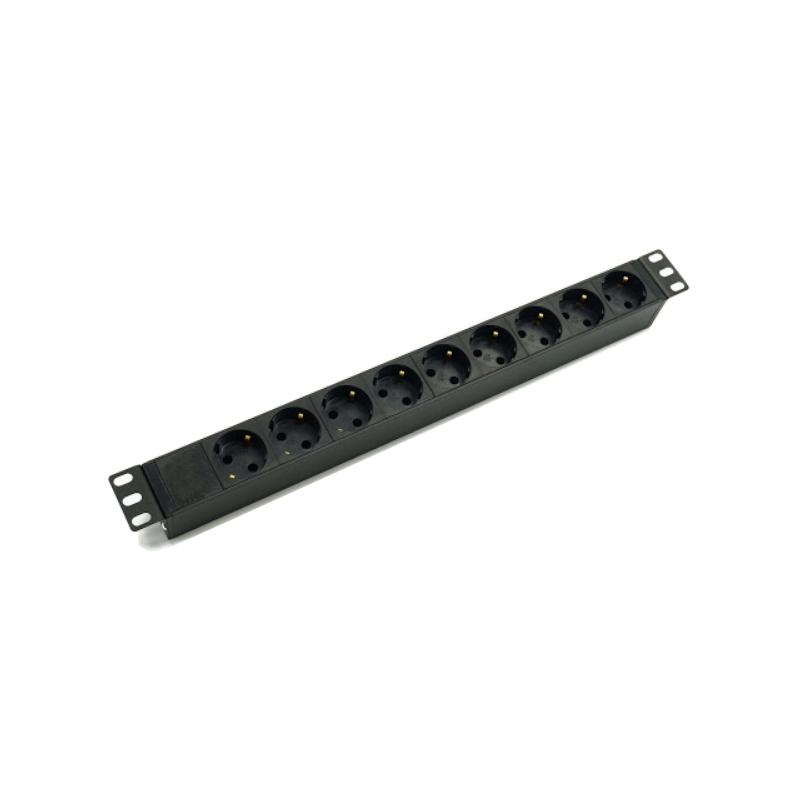19" PDU,bloc de prize electrice 8 outlets, 1U, black, metallic, C14 plug