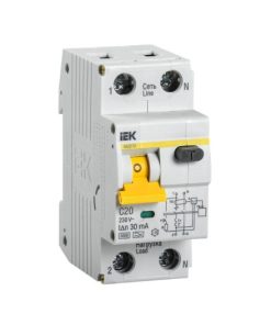 Intrerupator automat dif. AVDT 32 2P 20A 30mA curba C IEK