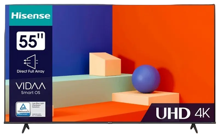 55" LED SMART Hisense 55A6K, 3840 x 2160 (Чёрный)